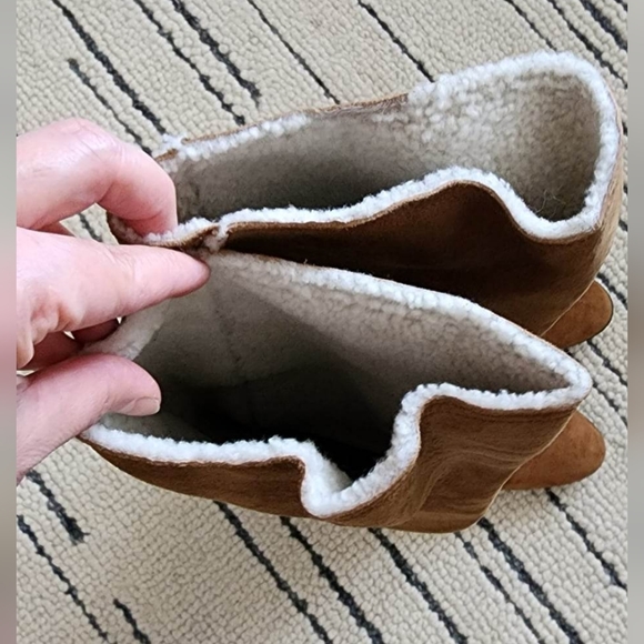 Lanvin Knee High Wedge Boots With Shearling Lining In Camel Suede Boots size 37 - Picture 5 of 8